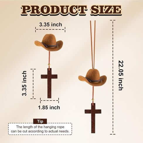 Cowboy Hat Car Charm, Cowboy Hat for Car Mirror Hanging with Cross, Country Car Hanging Pendant, Cute Rear View Mirror Hanger Decor for Women, Universal Auto Interior Accessories (Black) in Saudi Arabia