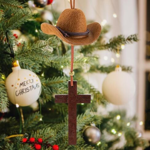 Cowboy Hat Car Charm, Cowboy Hat for Car Mirror Hanging with Cross, Country Car Hanging Pendant, Cute Rear View Mirror Hanger Decor for Women, Universal Auto Interior Accessories (Black) in Saudi Arabia