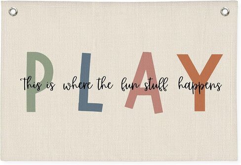 Long Live Playtime Banner, Boy Nursery Decor, Sage Green Blue Canvas Banner Wall Hanging Banner Flag Decor for Nursery Playroom Toddler Room, Boys Kids Room Decor in Saudi Arabia