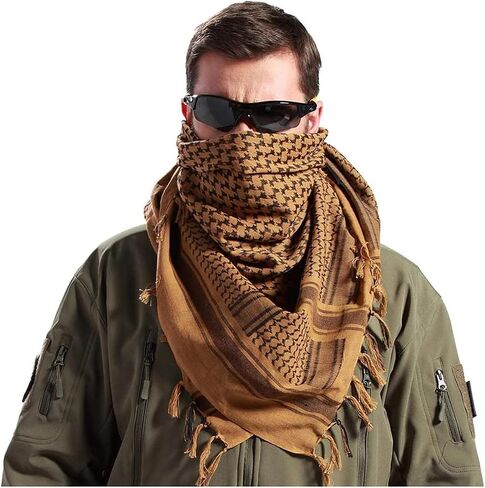 Scarf Military Shemagh Arab Tactical Desert Keffiyeh Windproof Wrap Muslim Hijab with Tassel 43x43 inch in Saudi Arabia