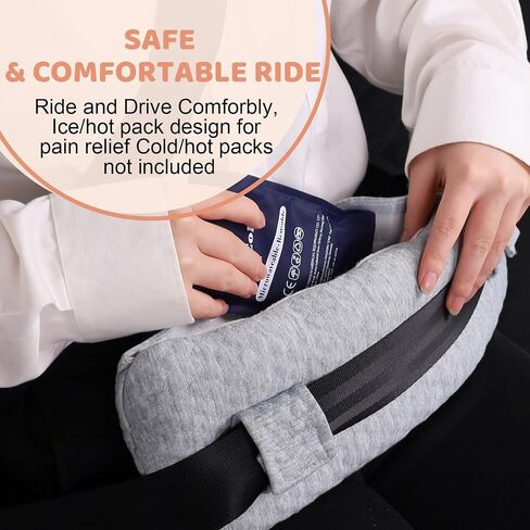 Seat Belt Pillow Post Surgery for Mastectomy and Heart Surgery, Mastectomy Recovery Supplies, Heart Operation Recovery Support Cushion for Chest Chemo Port, Recovering Gifts (Dark Gray) in Saudi Arabia