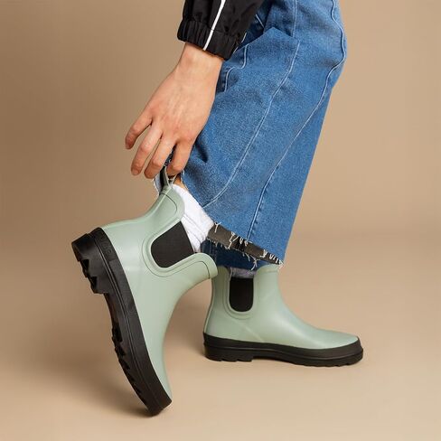 Shedrain Systlish Women's Chelsea Rain Boots-أحذية مطاطية قصيرة للماء ، قلة وغير قابلة للانزلاق للحديقة والمدينة والهواء الطلق in Kuwait