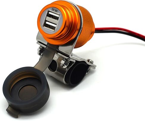 Cliff Top Motorcycle USB Charger Waterproof Dual USB Port 4A 20W Aluminium, with Magnetic Power Switch Heavy Duty for 7/8’’ and 1’’ Handlebars - Prevents Battery Drain (Golden) in Kuwait