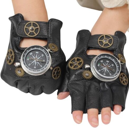 Steampunk القوطية القوطية القفازات القفازات بدون إصبع مع لهجات التروس in Kuwait