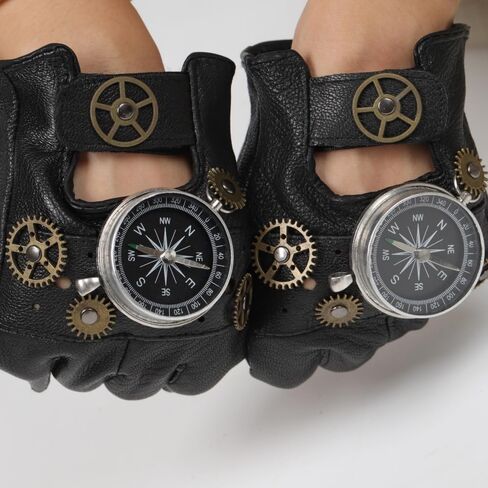Steampunk القوطية القوطية القفازات القفازات بدون إصبع مع لهجات التروس in Kuwait