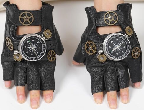 Steampunk القوطية القوطية القفازات القفازات بدون إصبع مع لهجات التروس in Kuwait