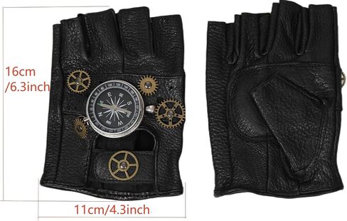 Steampunk القوطية القوطية القفازات القفازات بدون إصبع مع لهجات التروس in Kuwait