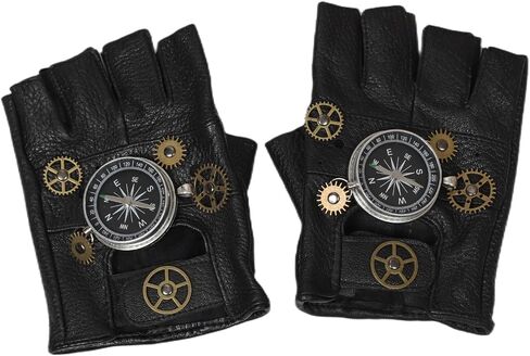 Steampunk القوطية القوطية القفازات القفازات بدون إصبع مع لهجات التروس in Kuwait