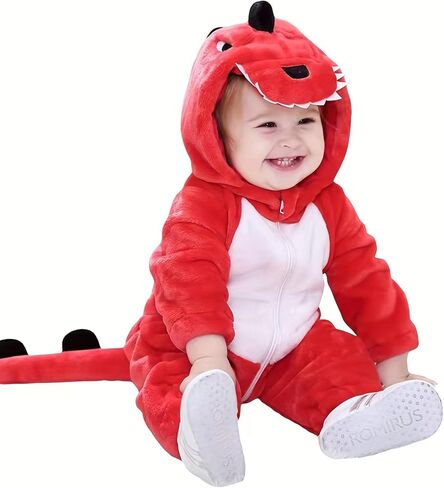 DarkCom Unisex Baby Dinosaur Costume Animal Onesie Toddler Hooded Romper Halloween Kids' Christmas Pajamas in Saudi Arabia