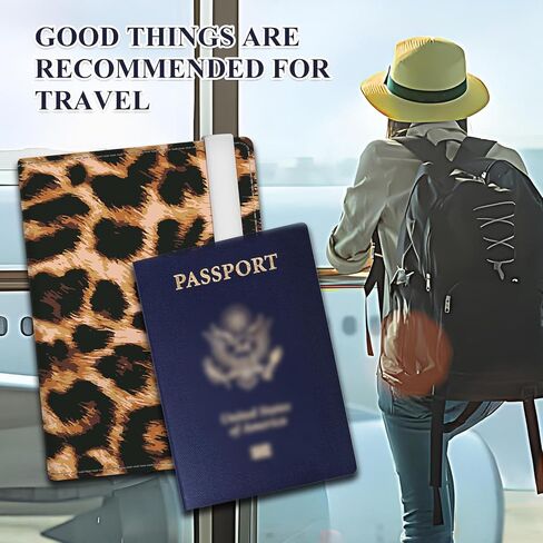 Passport Holder for Travel Essentials, RFID Premium Leather Passport Wallet Cover Case for Travel Must Haves Accessories, Passport Book Holders for Women Men Retro Brown Leopard in Kuwait