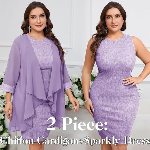 ZOMVA Plus Size Sparkly Formal Dress Suit 2 Piece Mother of The Bride Groom Chiffon Jacket Outfit Cocktail Evening in Kuwait