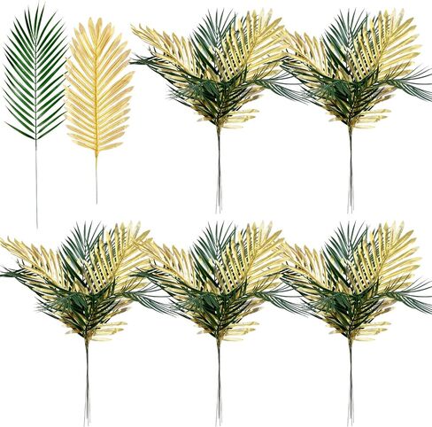 30 Pcs 25 Inch Artificial Palm Leaves Green Large Faux Plants Plastic Palm Fronds Fake Tropical Greenery Palm Tree Leaves Decorations Leaf Decor for Palm Floral Arrangement Jungle Beach Wedding Party in Saudi Arabia