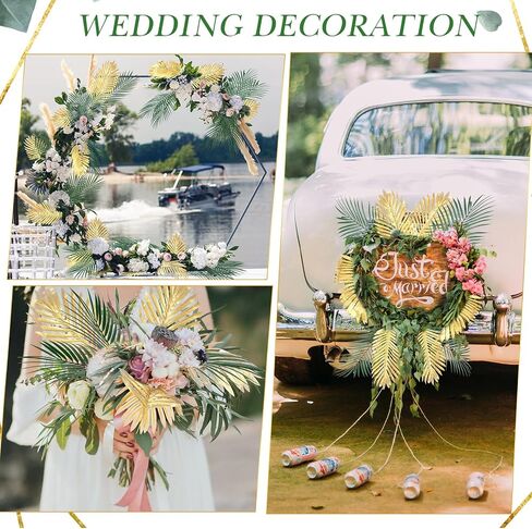 30 Pcs 25 Inch Artificial Palm Leaves Green Large Faux Plants Plastic Palm Fronds Fake Tropical Greenery Palm Tree Leaves Decorations Leaf Decor for Palm Floral Arrangement Jungle Beach Wedding Party in Saudi Arabia