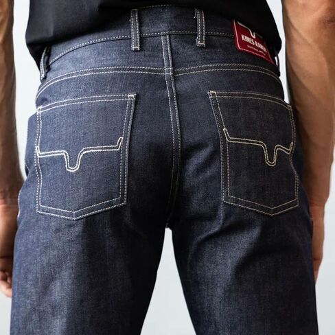 Kimes Ranch Men's Raw James Casual Western Cowboy Mid-Low Rise Straight Fit & Straight Boot Leg Blue Denim Jeans in Saudi Arabia