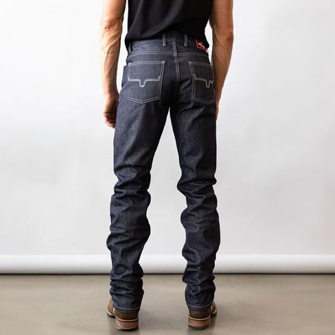 Kimes Ranch Men's Raw James Casual Western Cowboy Mid-Low Rise Straight Fit & Straight Boot Leg Blue Denim Jeans in Saudi Arabia