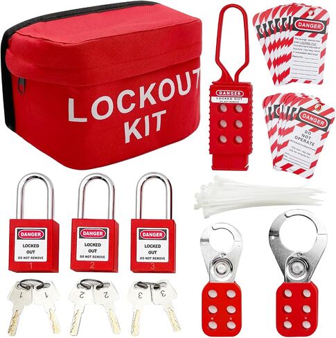 JOJOMARK Lockout Tagout Kit Tool Box Clamp-On Circuit Breaker Lockout, Group Lockout Hasps, Clamp-On Circuit Breaker Lockout, Group Lockout Hasps, Tool Box with Handles in Kuwait