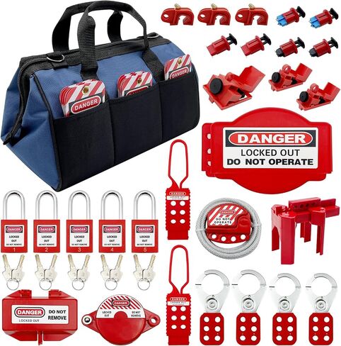 JOJOMARK Lockout Tagout Kit Tool Box Clamp-On Circuit Breaker Lockout, Group Lockout Hasps, Clamp-On Circuit Breaker Lockout, Group Lockout Hasps, Tool Box with Handles in Kuwait