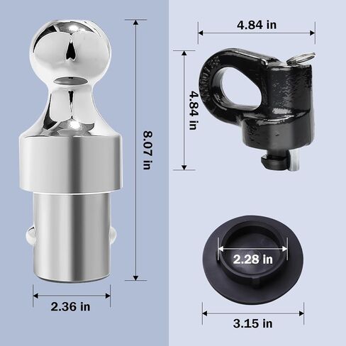 Gooseneck Hitch Ball Kit - 60692 Puck System with 2-5/16-Inch Ball and 2 Gooseneck Safety Chain Anchors Fits for 2013-2024 Ford F250 F350 F450 and Fits for 2016-2024 Silverado Trucks in Saudi Arabia