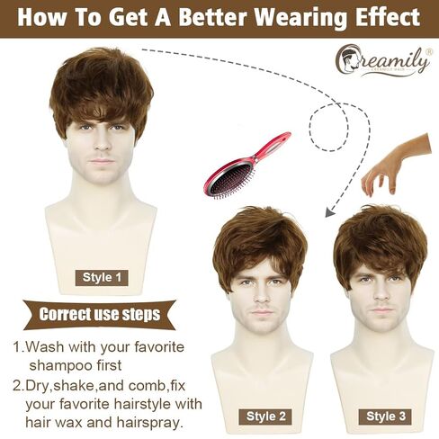 Creamily Mens Wigs Short Hair Black Curly Hair Wig for Men's Halloween Costume Wig Realistic Synthetic Cosplay Wigs for Boy Male in Kuwait