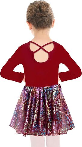 Phineein Girls' Long Sleeve Criss-Cross Back Dance Leotard with Dress Cutout Back in Saudi Arabia