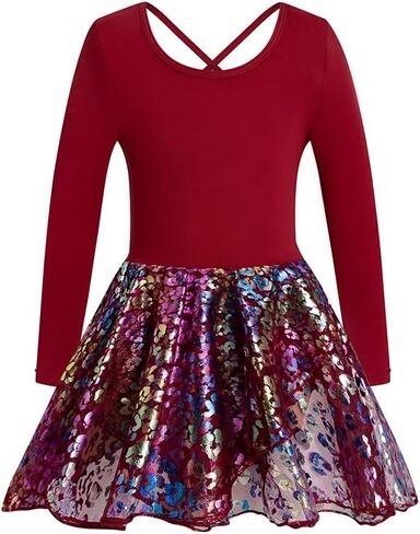 Phineein Girls' Long Sleeve Criss-Cross Back Dance Leotard with Dress Cutout Back in Saudi Arabia