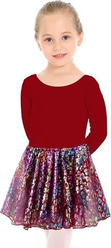 Phineein Girls' Long Sleeve Criss-Cross Back Dance Leotard with Dress Cutout Back in Saudi Arabia