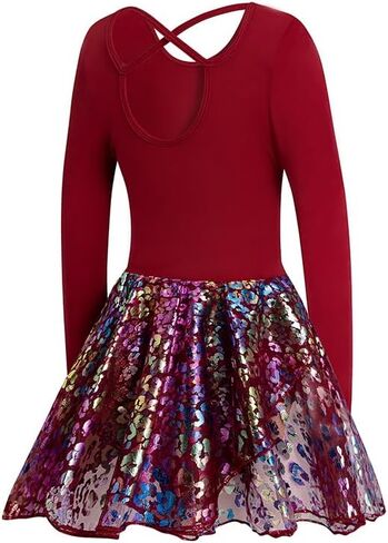 Phineein Girls' Long Sleeve Criss-Cross Back Dance Leotard with Dress Cutout Back in Saudi Arabia