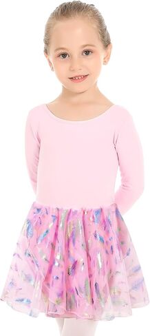 Phineein Girls' Long Sleeve Criss-Cross Back Dance Leotard with Dress Cutout Back in Kuwait