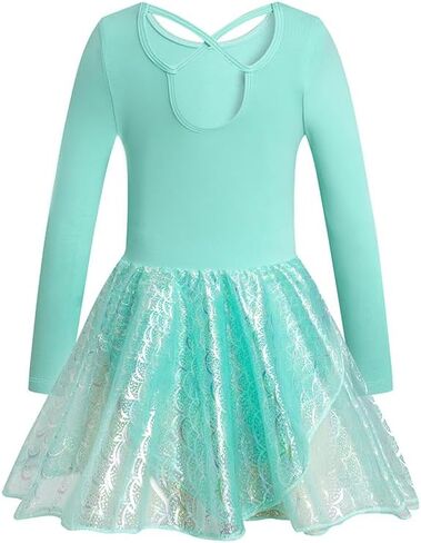 Phineein Girls' Long Sleeve Criss-Cross Back Dance Leotard with Dress Cutout Back in Saudi Arabia