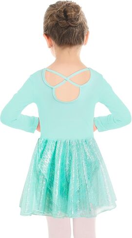 Phineein Girls' Long Sleeve Criss-Cross Back Dance Leotard with Dress Cutout Back in Saudi Arabia