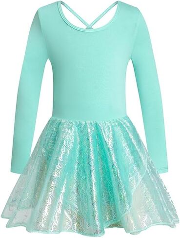 Phineein Girls' Long Sleeve Criss-Cross Back Dance Leotard with Dress Cutout Back in Saudi Arabia