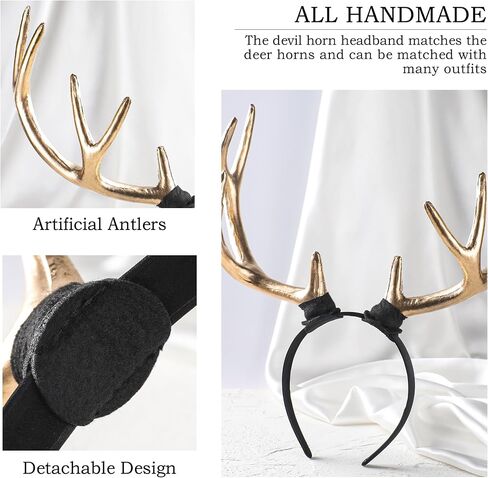 MOSTORY Reindeer Antler Horns Headband - Deer Antlers Headband for Women Cosplay Photo Shoot Renaissance Halloween in Saudi Arabia