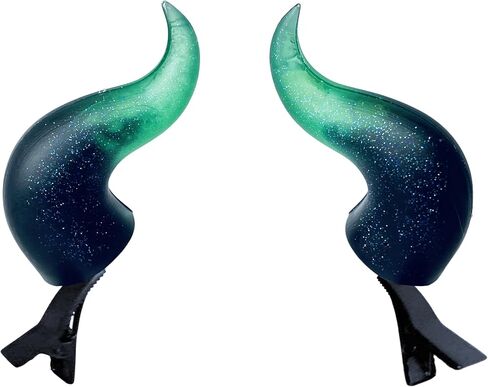 Devil Horns Hairpins Dark Gothic Resin Edge Hair Clips Costume Halloween Cosplay Cartoon Accessories Starlight GR BL Rounded Horns in Saudi Arabia