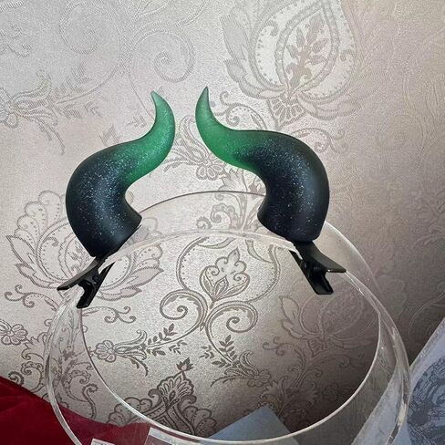 Devil Horns Hairpins Dark Gothic Resin Edge Hair Clips Costume Halloween Cosplay Cartoon Accessories Starlight GR BL Rounded Horns in Saudi Arabia