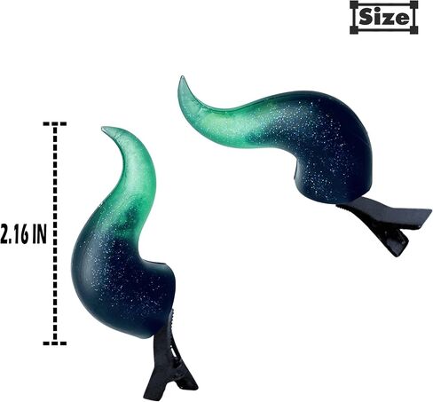 Devil Horns Hairpins Dark Gothic Resin Edge Hair Clips Costume Halloween Cosplay Cartoon Accessories Starlight GR BL Rounded Horns in Saudi Arabia