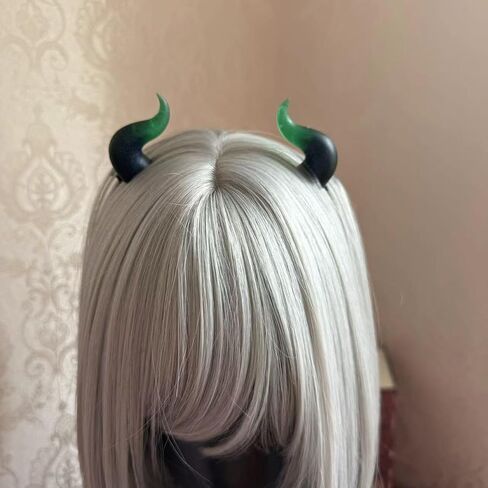 Devil Horns Hairpins Dark Gothic Resin Edge Hair Clips Costume Halloween Cosplay Cartoon Accessories Starlight GR BL Rounded Horns in Saudi Arabia