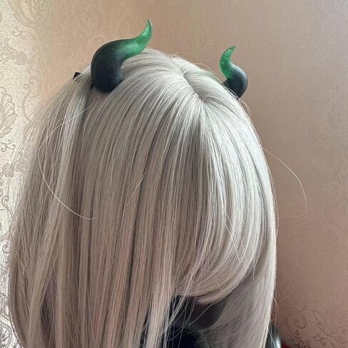 Devil Horns Hairpins Dark Gothic Resin Edge Hair Clips Costume Halloween Cosplay Cartoon Accessories Starlight GR BL Rounded Horns in Saudi Arabia