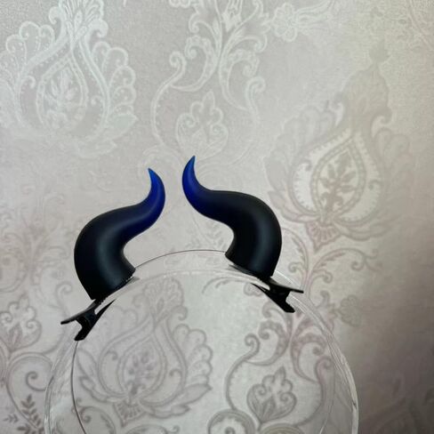 Devil Horns Hairpins Dark Gothic Resin Edge Hair Clips Costume Halloween Cosplay Cartoon Accessories Starlight GR BL Rounded Horns in Saudi Arabia