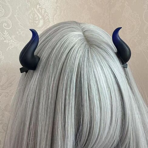 Devil Horns Hairpins Dark Gothic Resin Edge Hair Clips Costume Halloween Cosplay Cartoon Accessories Starlight GR BL Rounded Horns in Saudi Arabia