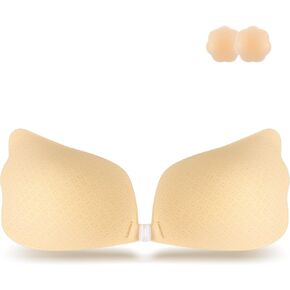 Niidor Strapless Bra Sticky Bras for Women Adhesive Bra Push Up Invisible Reusable Bra for Backless Dress with Nipple Covers