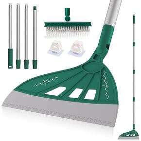 Magic Broom - Household Silicone Broom for Floor Cleaning, Multifunctional Floor Squeegee Broom with 60’’ Aluminum Adjustable Handle, Pet Hair Broom for Glass, Fine Dust, Hair, Liquids (Blue)