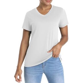 KINSWT Women's T Shirts Short Sleeve V Neck Quick Dry Athletic Shirts UPF 50+ Sun Protection Performance Tee Tops