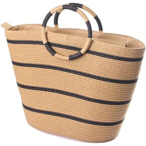 Eiyye Beach Bag Straw Bag for Women Beach Tote Woven Summer Tote Bag Large Purse with Zipper for Vacation Holiday Travel