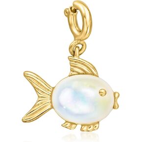 Ross-Simons Mother-Of-Pearl Fish Charm in 18kt Gold Over Sterling