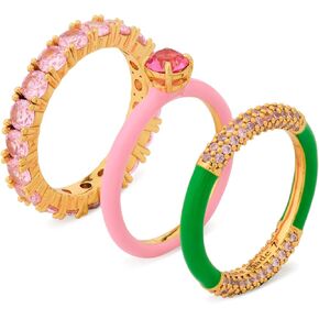 kate spade new york Hint Of Shimmer Stacking Ring Set, Pink Multi, 5