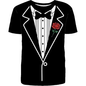 Black Tuxedo T-Shirt for Men Tux Tshirt, Rose