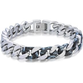 Cuban Link Bracelet for Men Stainless Steel with Faux Turquoise/Tiger Eye/Lapis Lazuli/Marble Unique Hip Hop Bracelet for Boys Miami Cuban Chain for Party