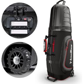 Golf Travel Bag for Airlines, ABS Hard Case Top, Waterproof 1680D Oxford Fabric, Waterproof Zippers, TSA Built In Lock, Oversized Tank Wheels, Lightweight, Protect Your Clubs Easy to Maneuver