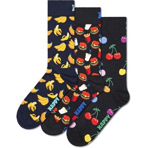 Happy Socks Fruit Themed Socks Gift Set- for Men and Women-Sustainable Cotton- Cherry, Banana, Strawberry and More