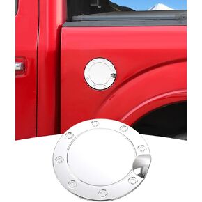 for Ford F150 2015-2020 Fuel Tank Cap Trim,Locking Fuel Gas Filler Tank Door Cap Cover,Gas Tank Cap Fuel Filler Door Cover Trim Exterior Accessories Chrome